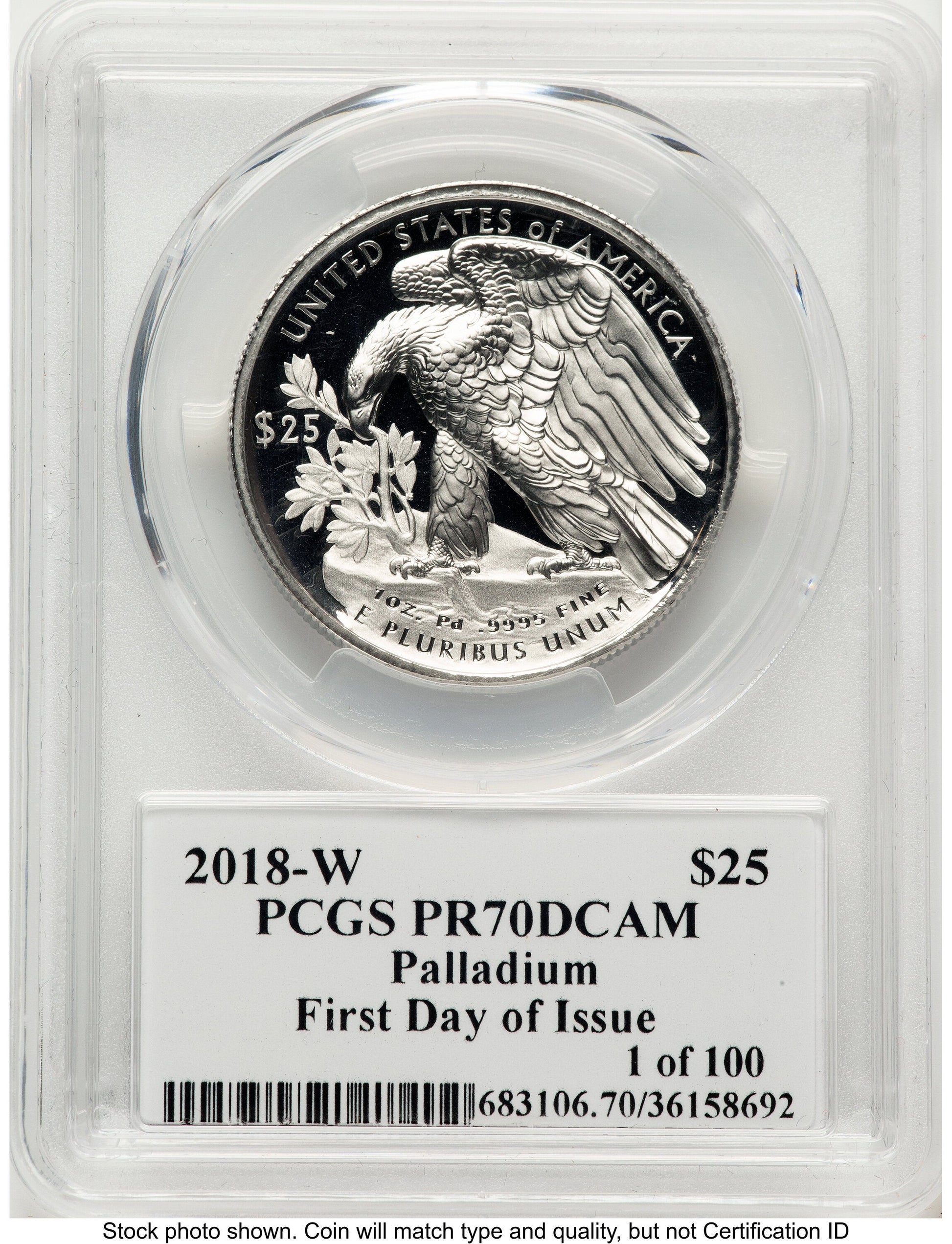 2018-W Palladium Eagle 1 oz FDI John PCGS PR70 Mercanti