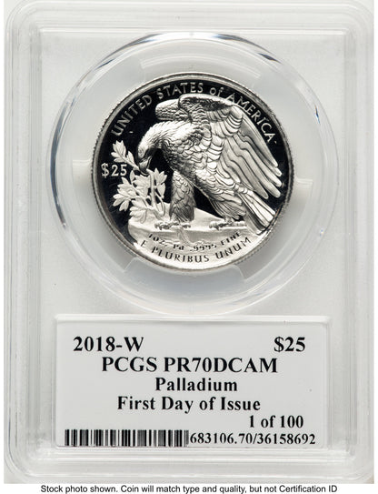 2018-W Palladium Eagle 1 oz FDI John PCGS PR70 Mercanti