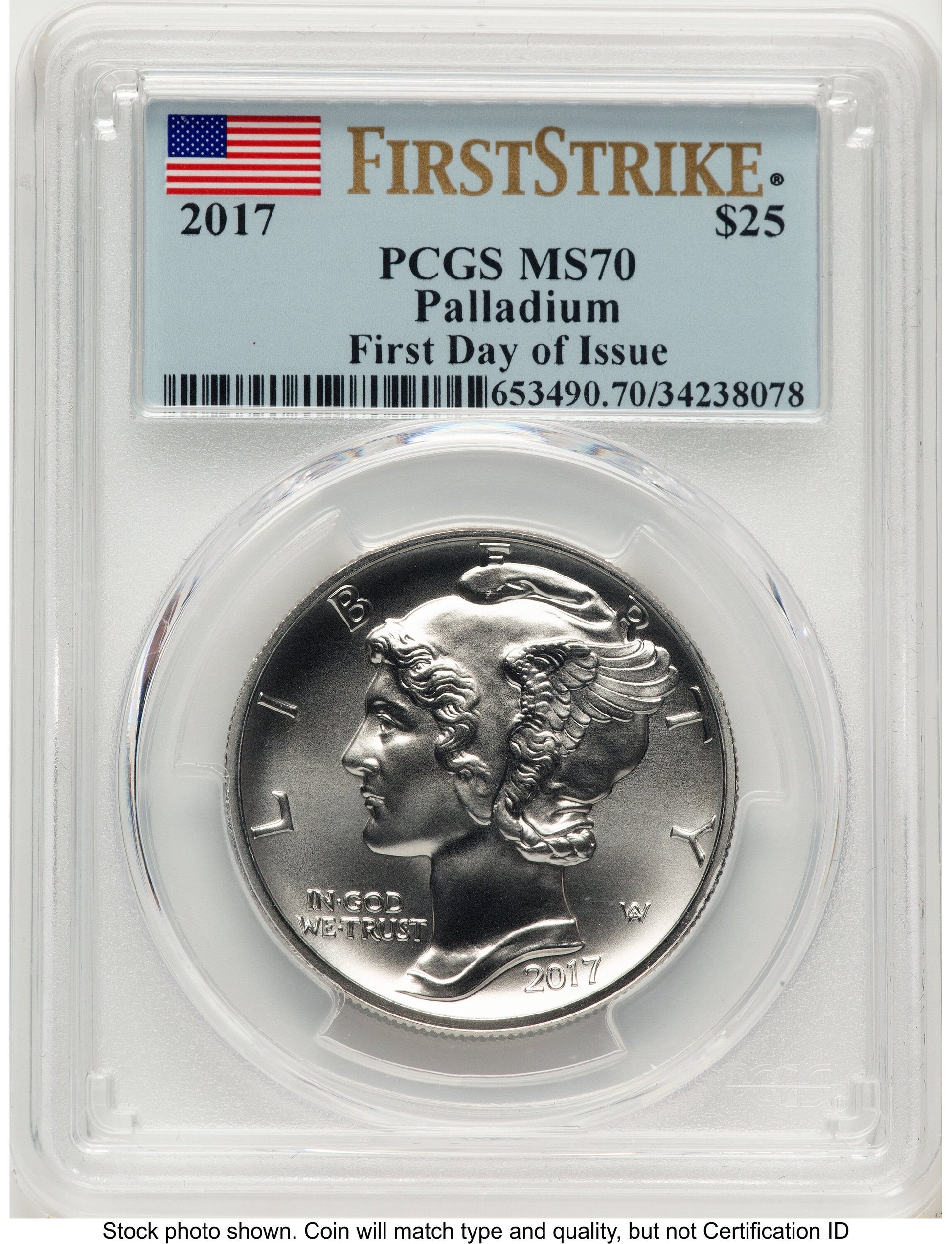 2017 Palladium Eagle 1 oz FDI FS Flag PCGS MS70