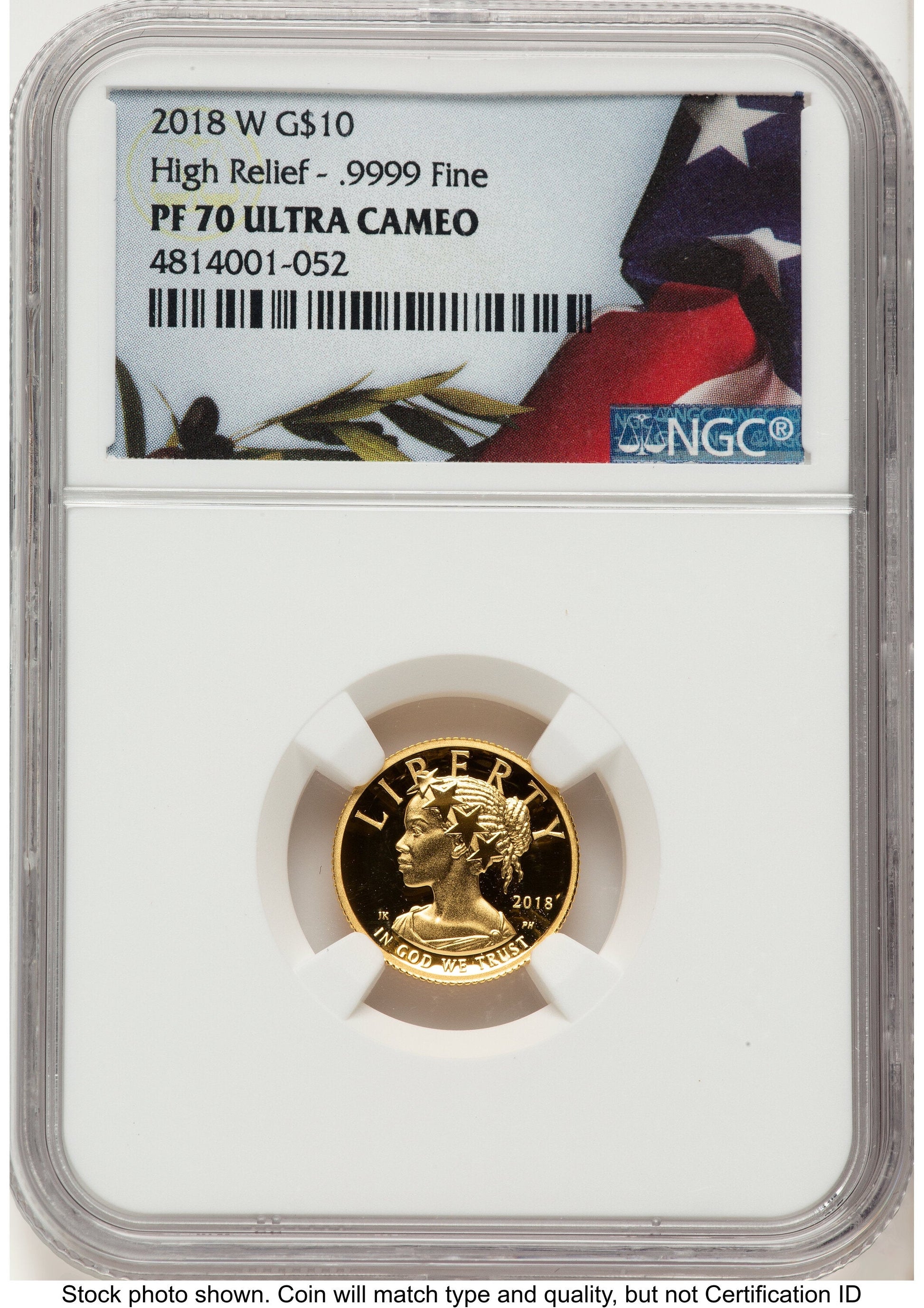 2018-W G$10 American Liberty High Relief Bunting Flag NGC PF70