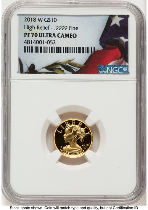 2018-W G$10 American Liberty High Relief Bunting Flag NGC PF70
