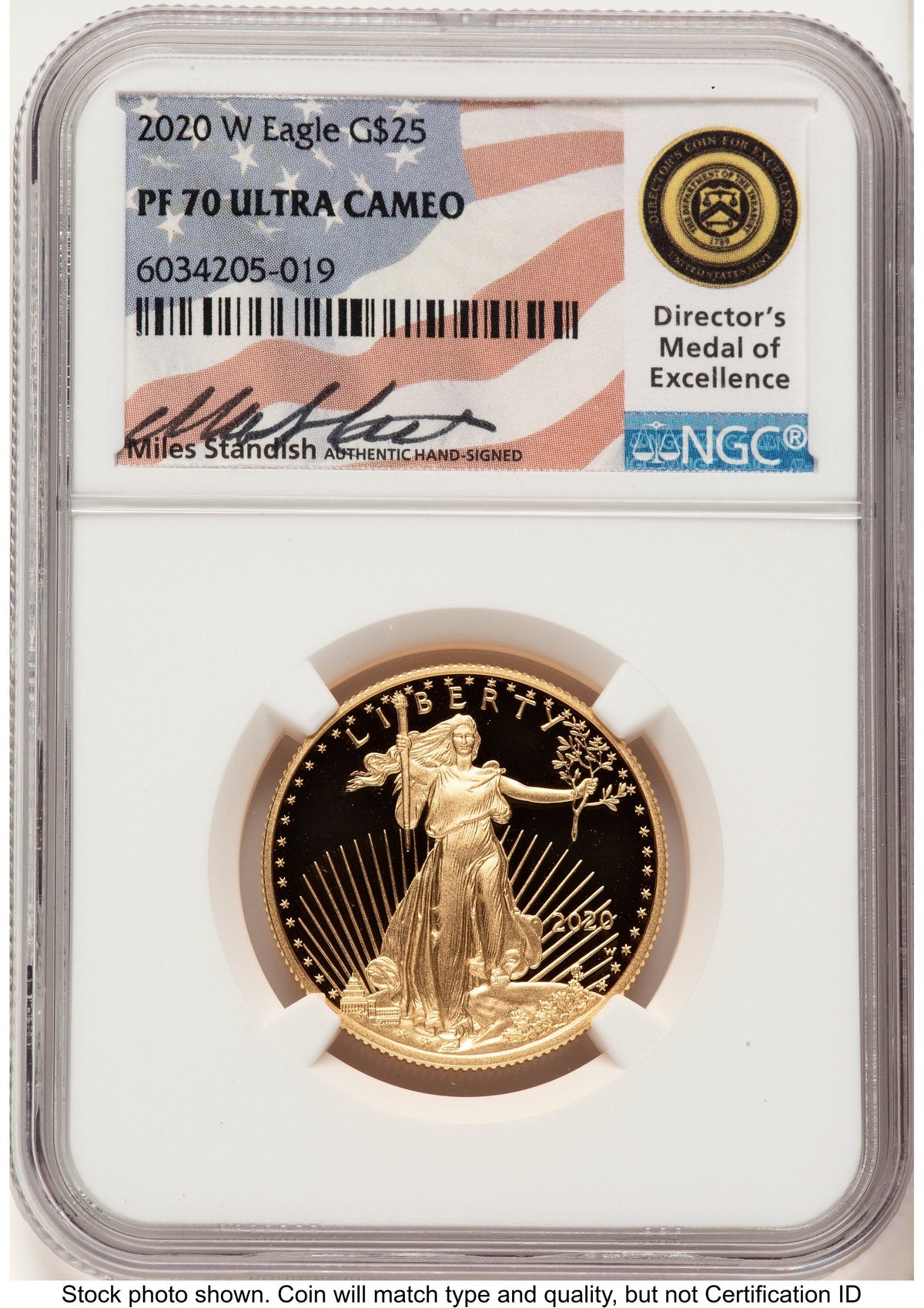 2020-W Proof Gold Eagle 1/2 oz Miles Standish NGC PF70