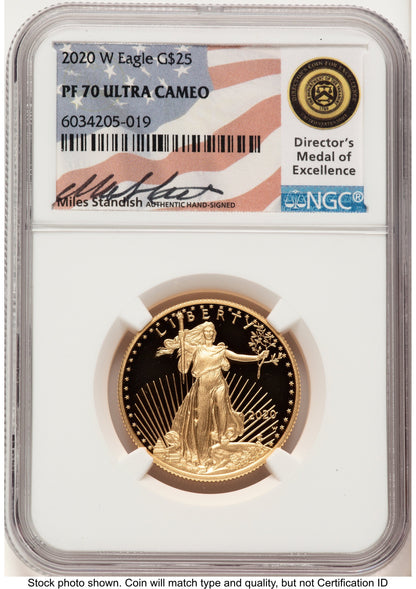 2020-W Proof Gold Eagle 1/2 oz Miles Standish NGC PF70