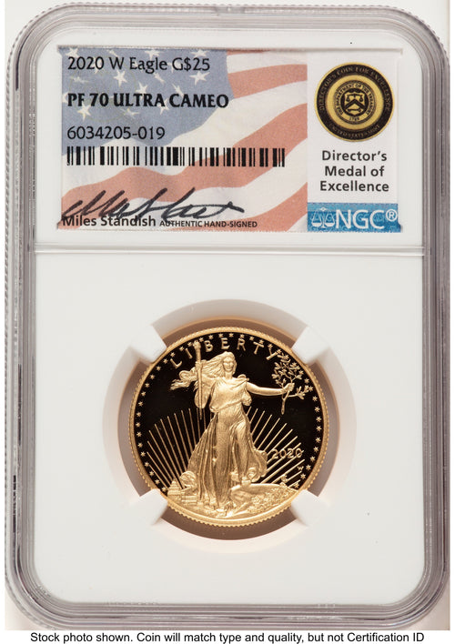 2020-W Proof Gold Eagle 1/2 oz Miles Standish NGC PF70