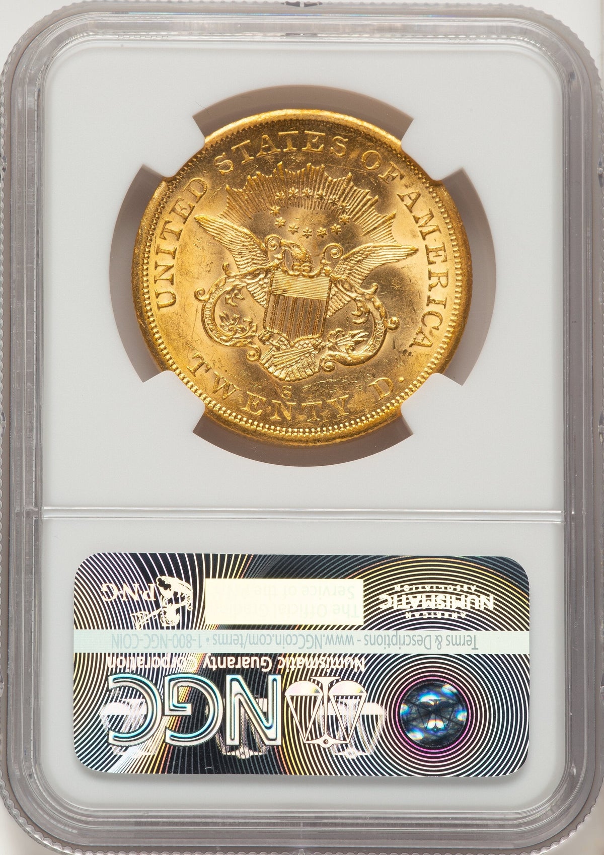1856-S $20 CAC Liberty Double Eagle NGC MS61