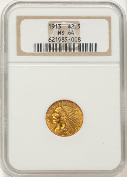 1913 $2.50 Indian Quarter Eagle NGC MS64
