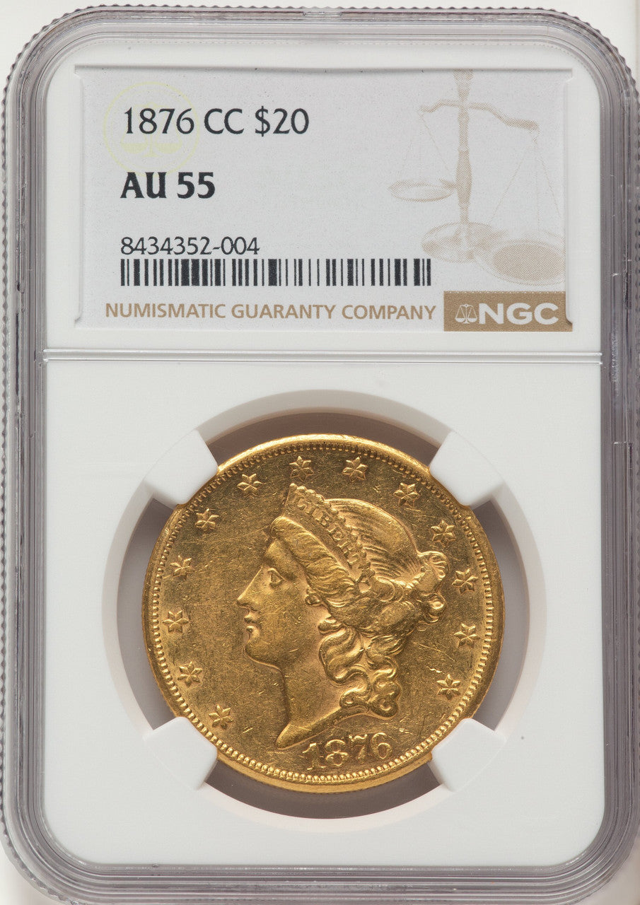 1876-CC $20 Liberty Double Eagle NGC AU55