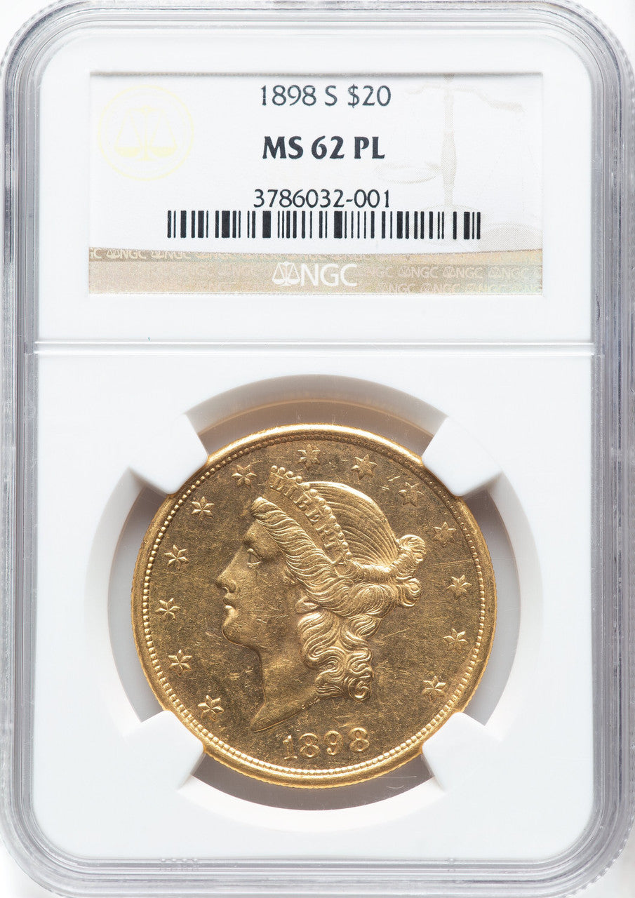 1898-S $20 PL Liberty Double Eagle NGC MS62