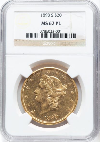 1898-S $20 PL Liberty Double Eagle NGC MS62