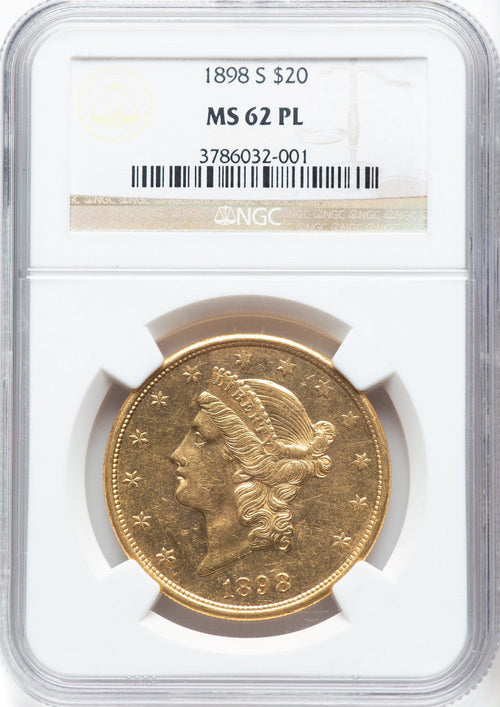 1898-S $20 PL Liberty Double Eagle NGC MS62