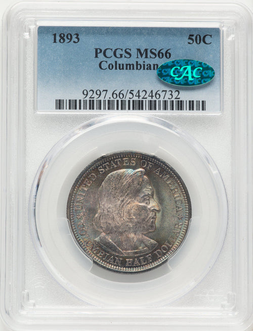 1893 50C COLUMBIAN CAC Commemorative Silver PCGS MS66