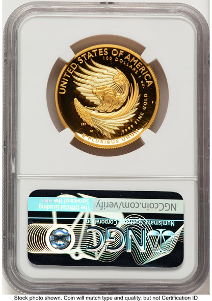 2025-W G$100 American Liberty High Relief Oklahoma City ANA Bunting Flag NGC PF70