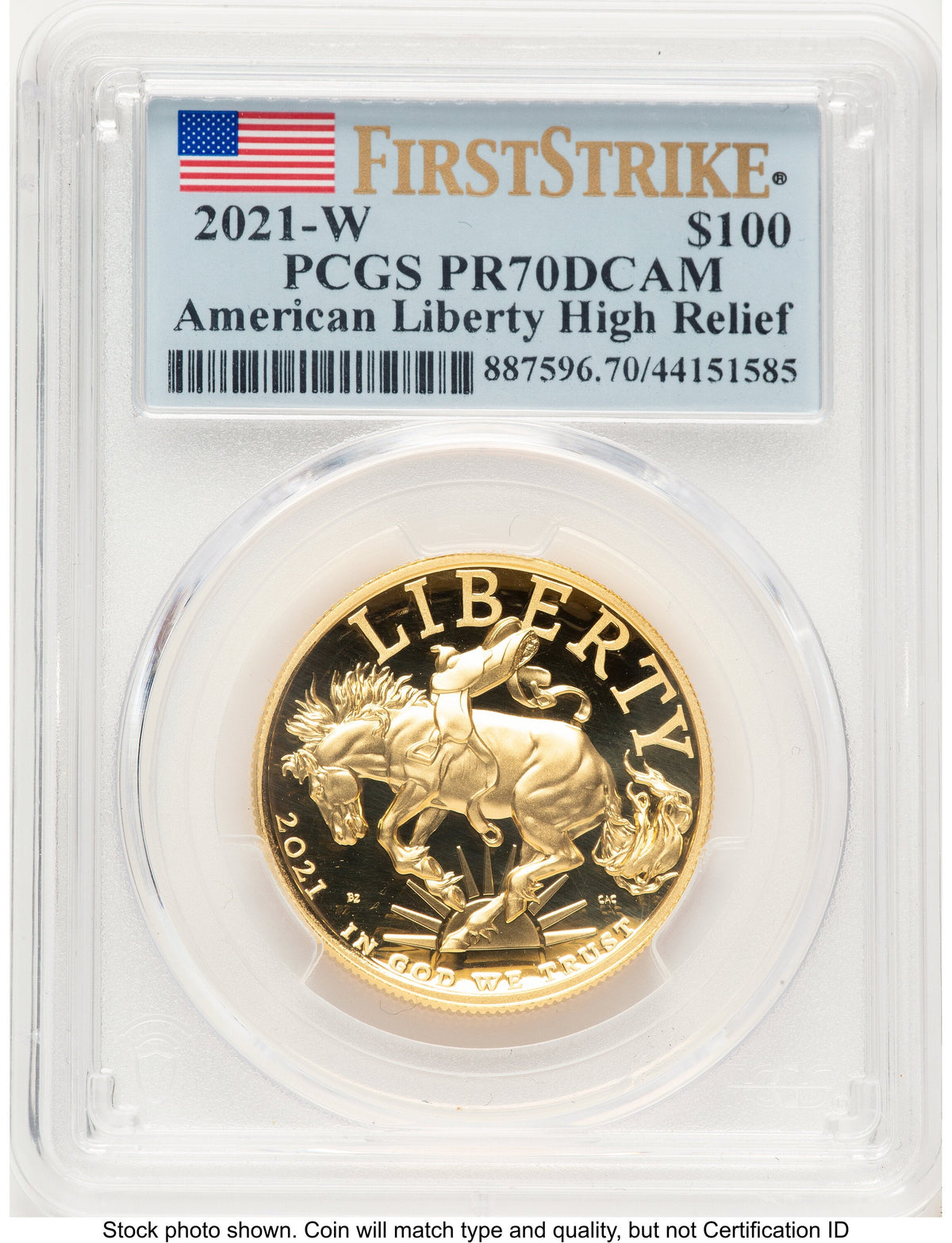 2021-W G$100 American Liberty High Relief FS Flag PCGS PR70