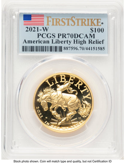 2021-W G$100 American Liberty High Relief FS Flag PCGS PR70