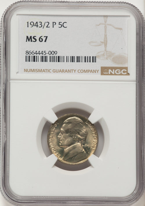 1943/2-P 5C Jefferson Nickel NGC MS67