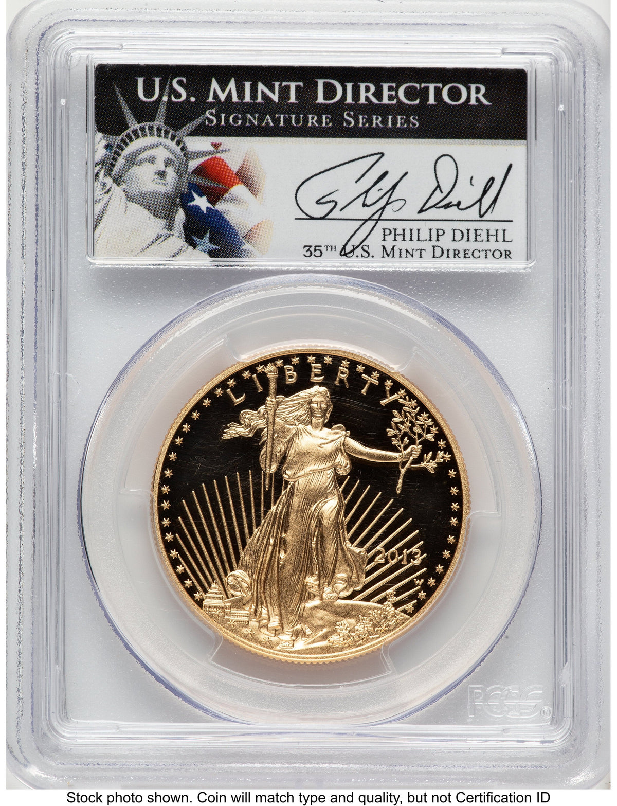 2013-W Proof Gold Eagle 1 oz Philip Diehl PCGS PR70