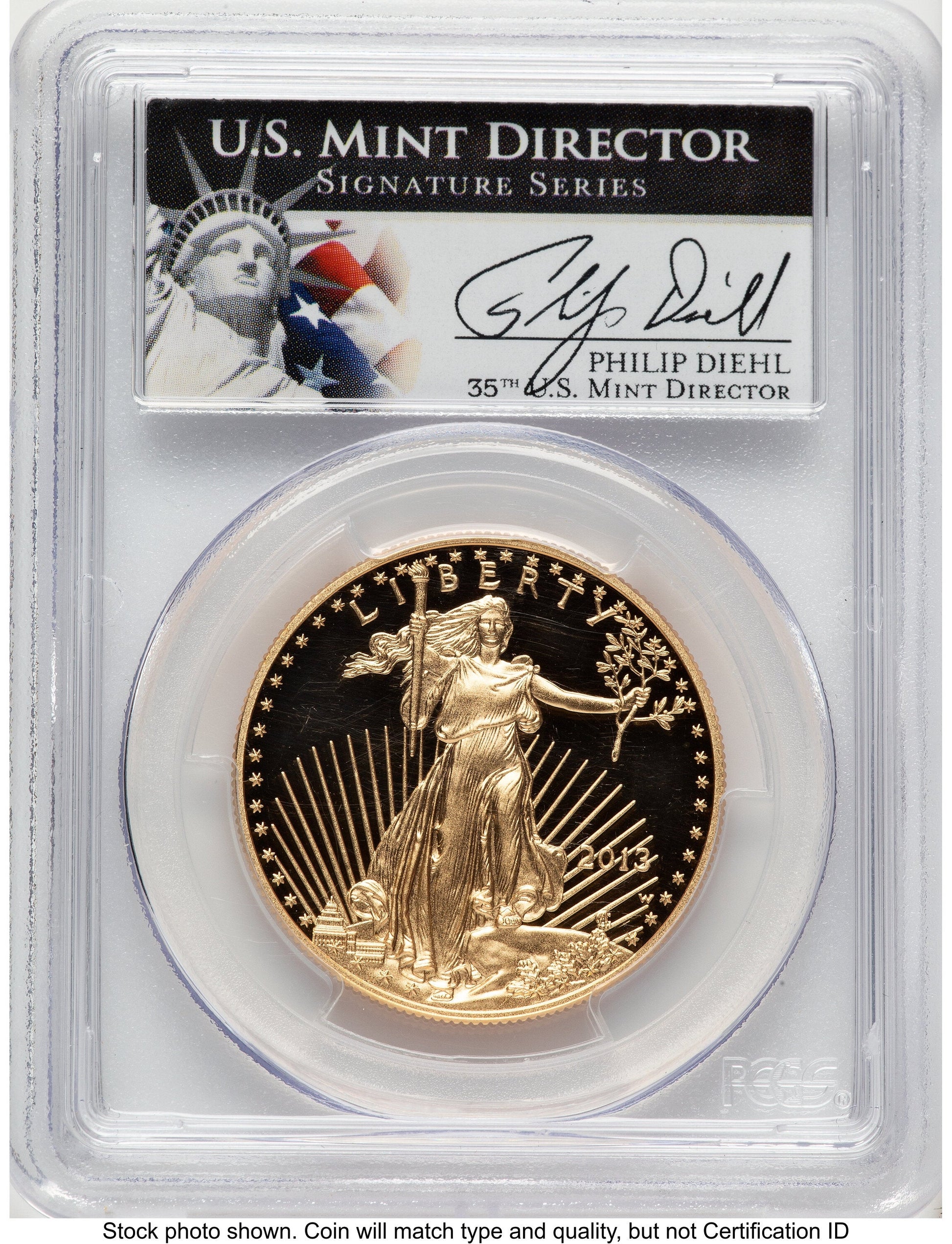 2013-W Proof Gold Eagle 1 oz Philip Diehl PCGS PR70