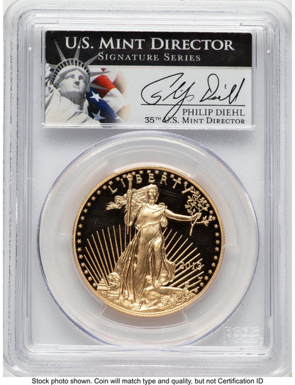 2013-W Proof Gold Eagle 1 oz Philip Diehl PCGS PR70