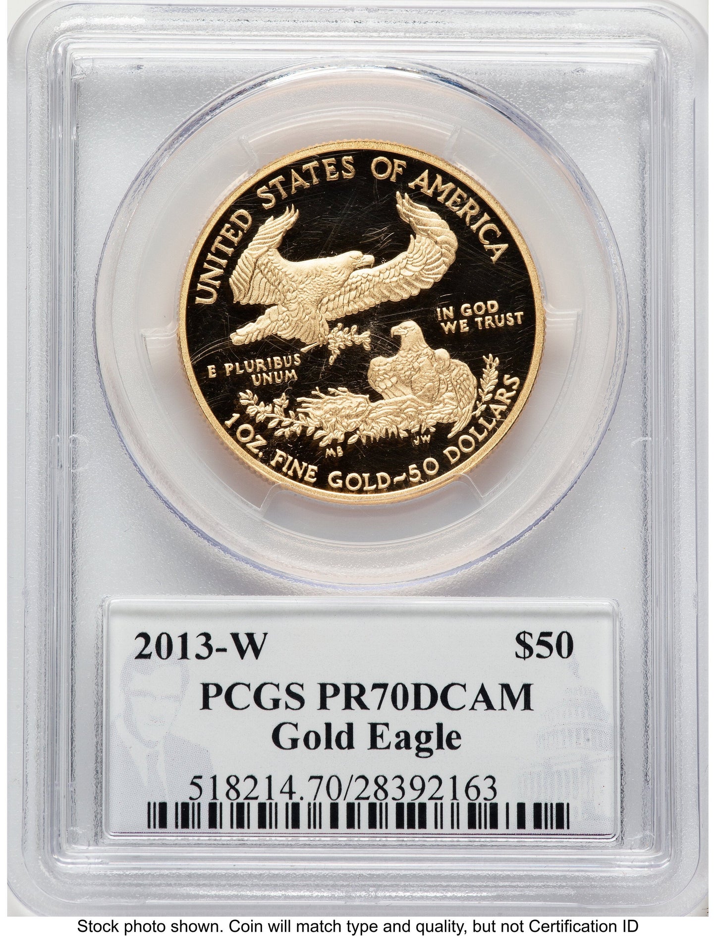 2013-W Proof Gold Eagle 1 oz Philip Diehl PCGS PR70
