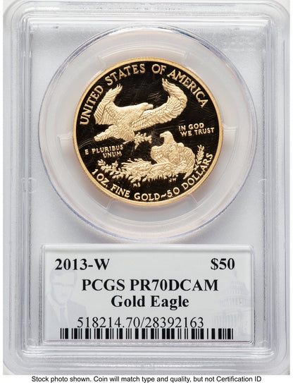 2013-W Proof Gold Eagle 1 oz Philip Diehl PCGS PR70