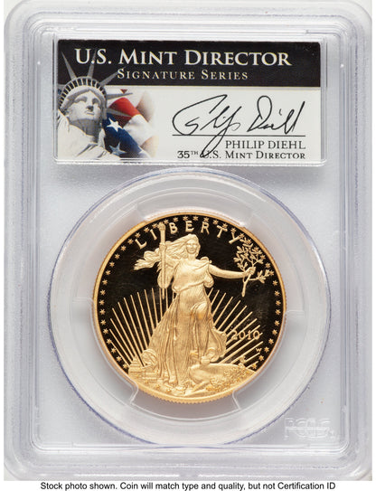2010-W Proof Gold Eagle 1 oz Philip Diehl PCGS PR70
