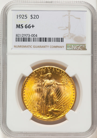 1925 $20 Saint-Gaudens Double Eagle NGC MS66+