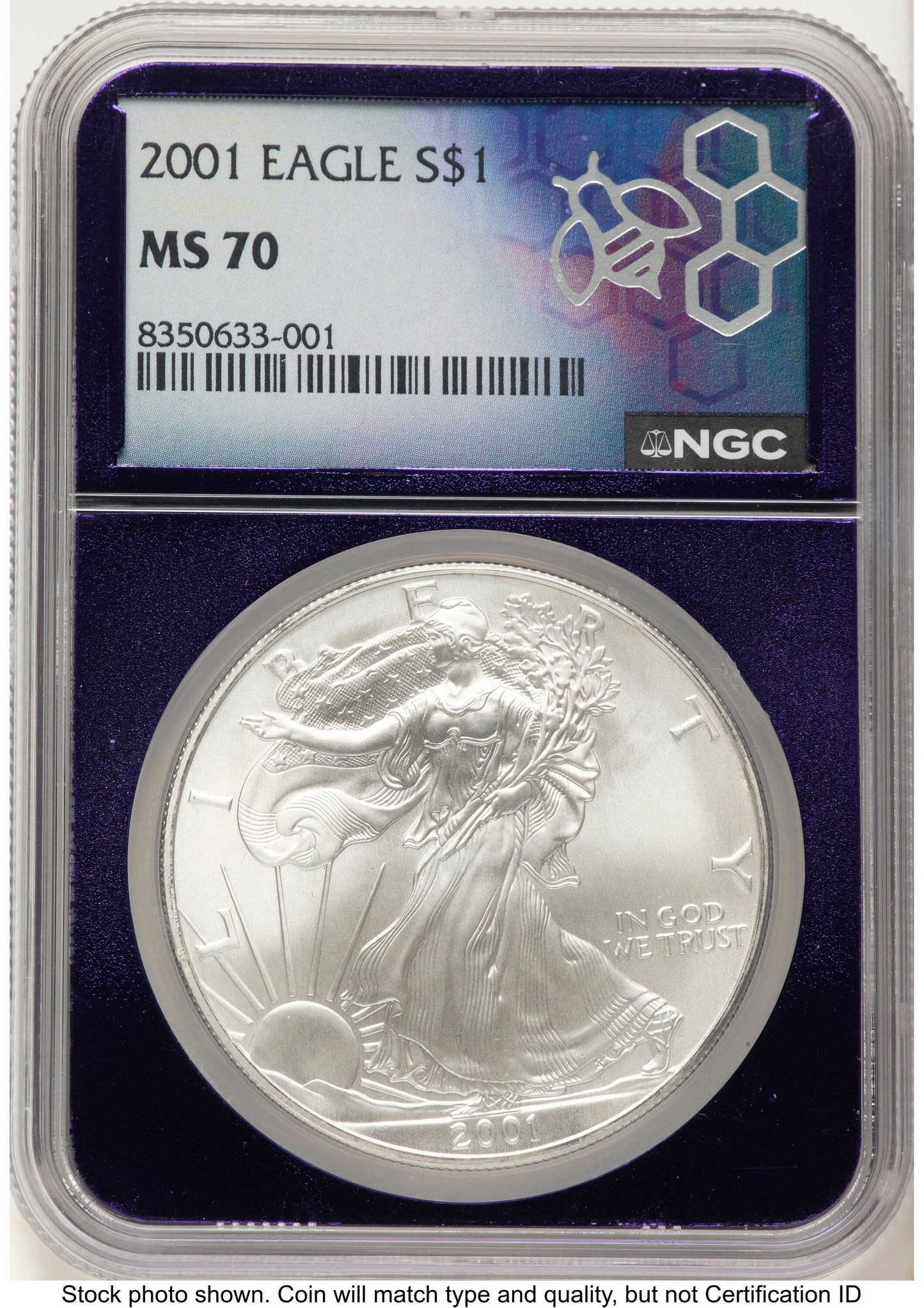 2001 Silver Eagle Purple Core NGC MS70