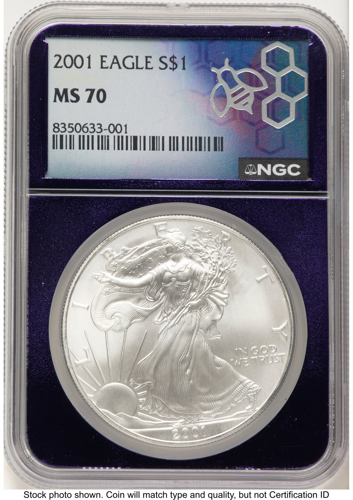 2001 Silver Eagle Purple Core NGC MS70
