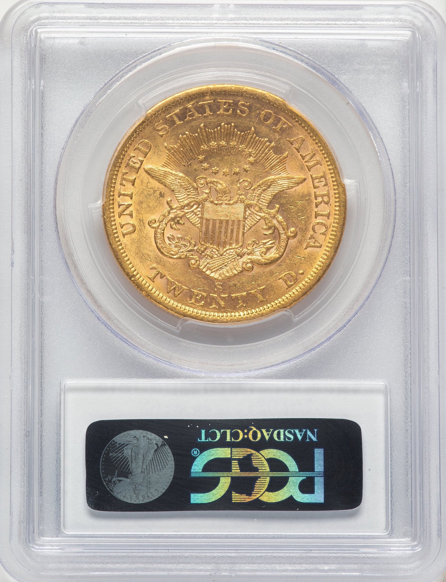 1862-S $20 Blue Gradient Liberty Double Eagle PCGS AU58