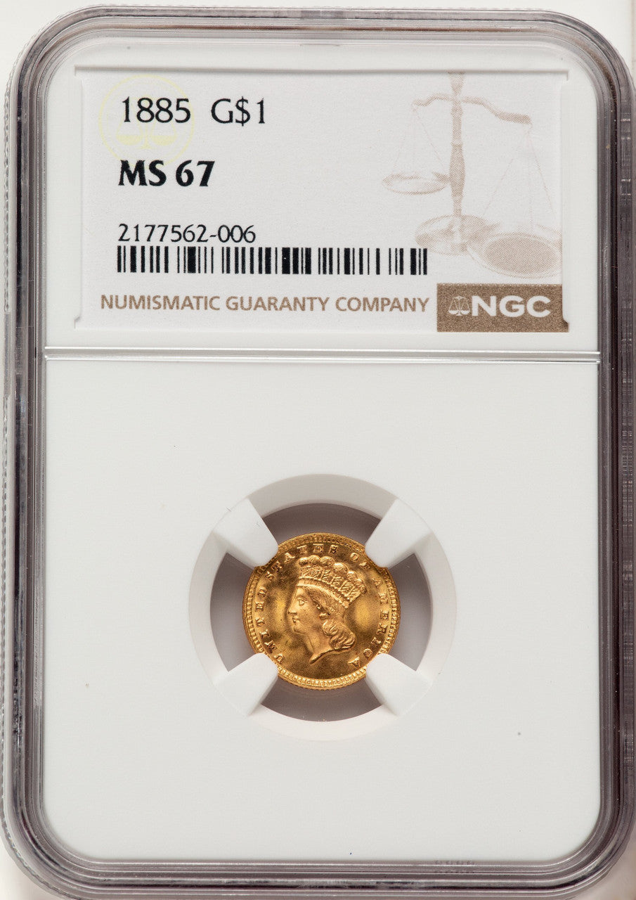 1885 G$1 Gold Dollar NGC MS67