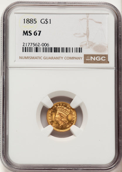 1885 G$1 Gold Dollar NGC MS67