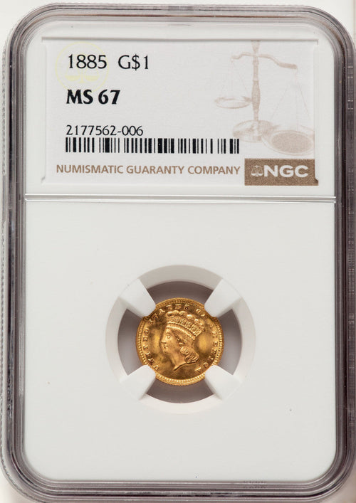 1885 G$1 Gold Dollar NGC MS67