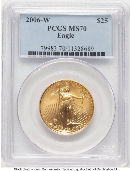 2006-W Burnished Gold Eagle 1/2 oz Blue Label PCGS MS70