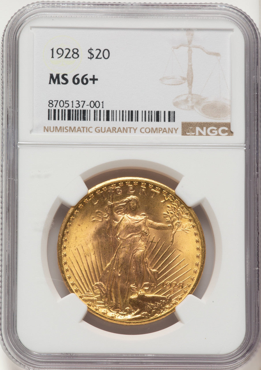 1928 $20 Saint-Gaudens Double Eagle NGC MS66+