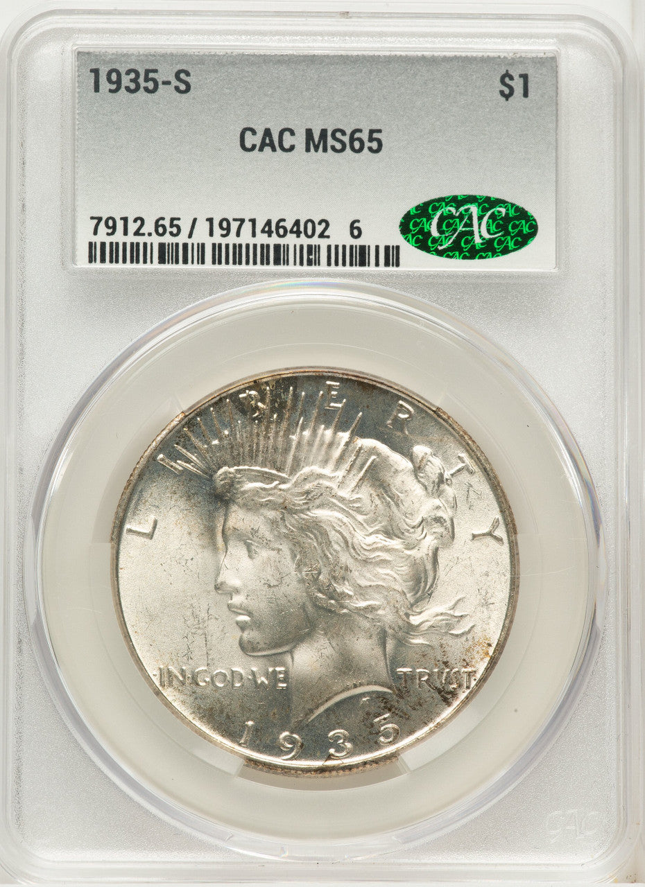 1935-S Peace Dollar CACG MS65