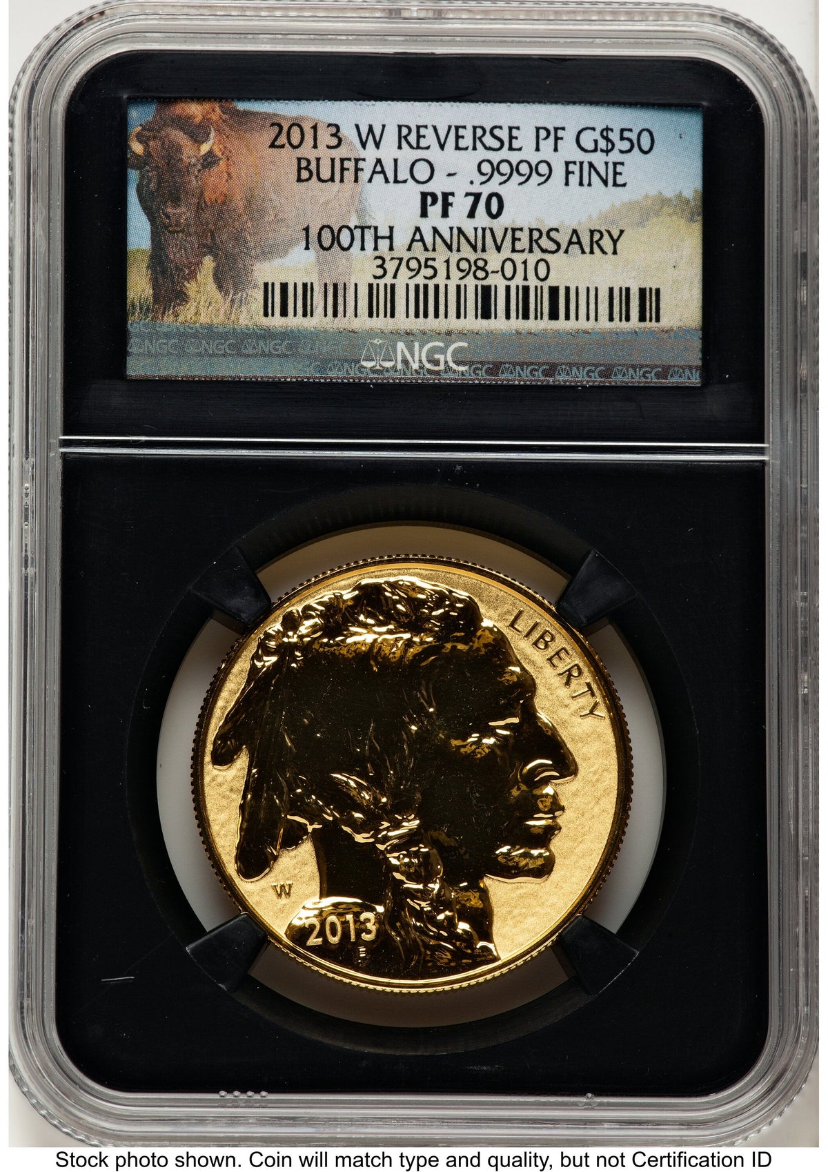 2013-W Reverse Proof Gold Buffalo 1 oz Bison Label NGC PF70