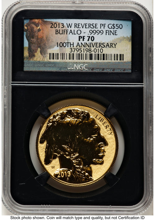 2013-W Reverse Proof Gold Buffalo 1 oz Bison Label NGC PF70