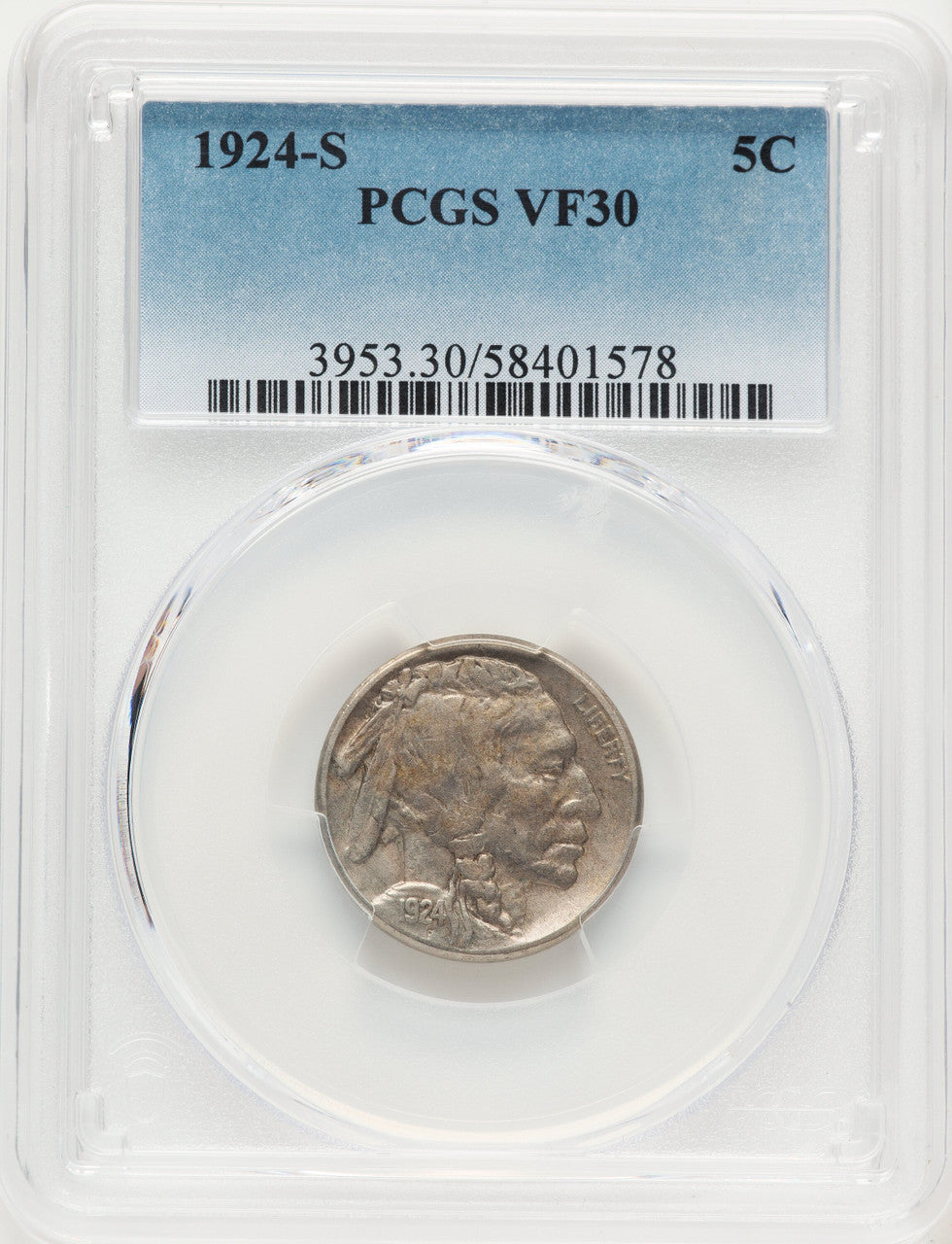 1924-S 5C Buffalo Nickel PCGS VF30