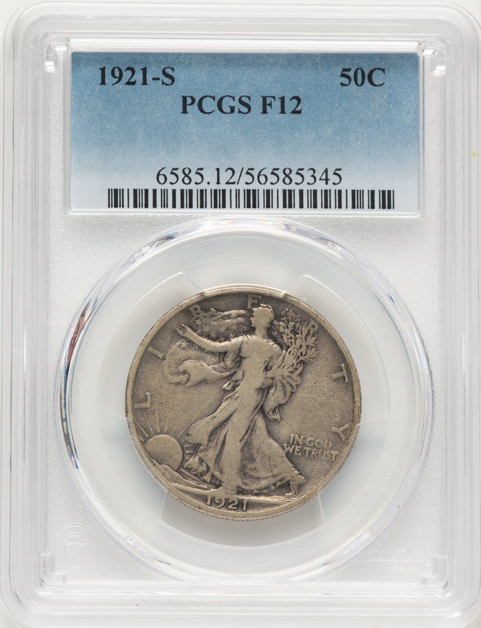 1921-S 50C Walking Liberty Half Dollar PCGS F12