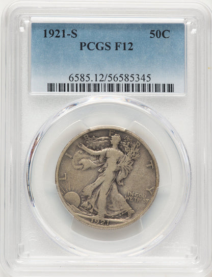 1921-S 50C Walking Liberty Half Dollar PCGS F12