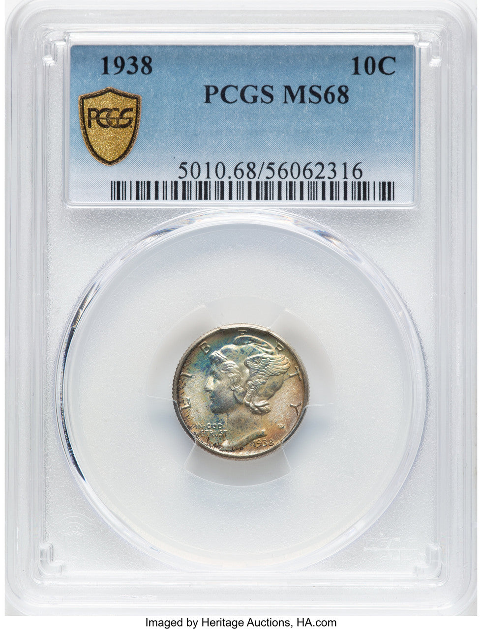 1938 10C Mercury Dime PCGS MS68