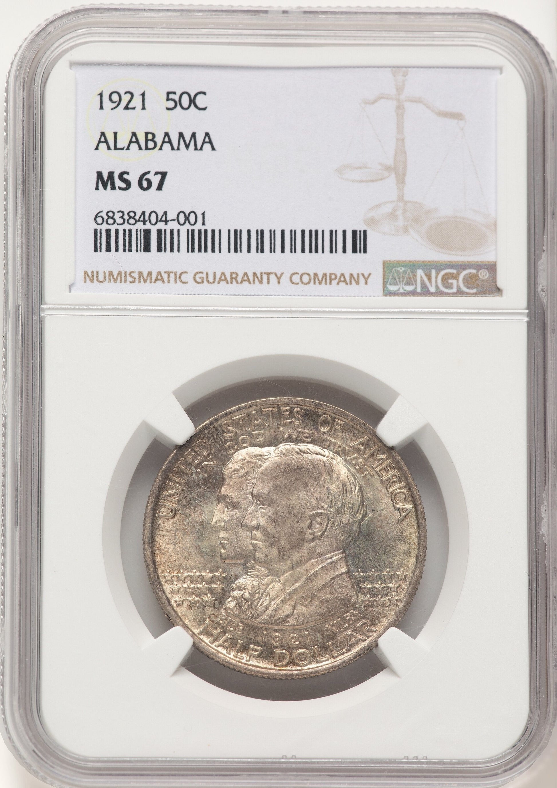 1921 50C Alabama Commemorative Silver NGC MS67