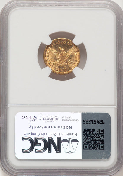 1887 $2.50 Liberty Quarter Eagle NGC MS65