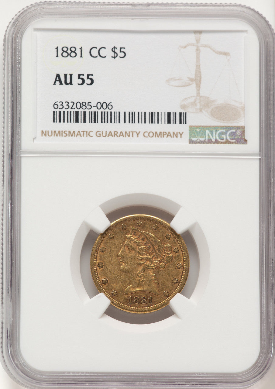 1881-CC $5 Liberty Half Eagle NGC AU55