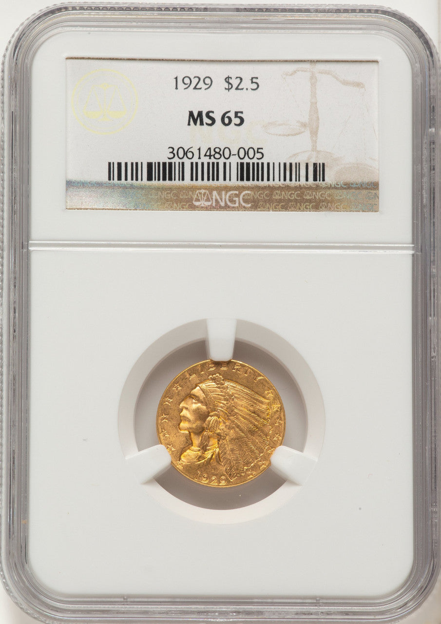 1929 $2.50 Indian Quarter Eagle NGC MS65