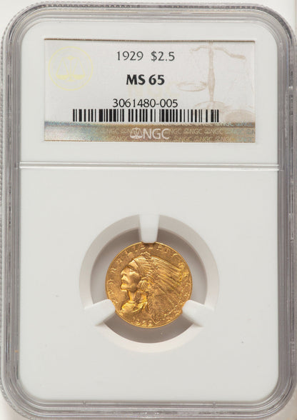 1929 $2.50 Indian Quarter Eagle NGC MS65