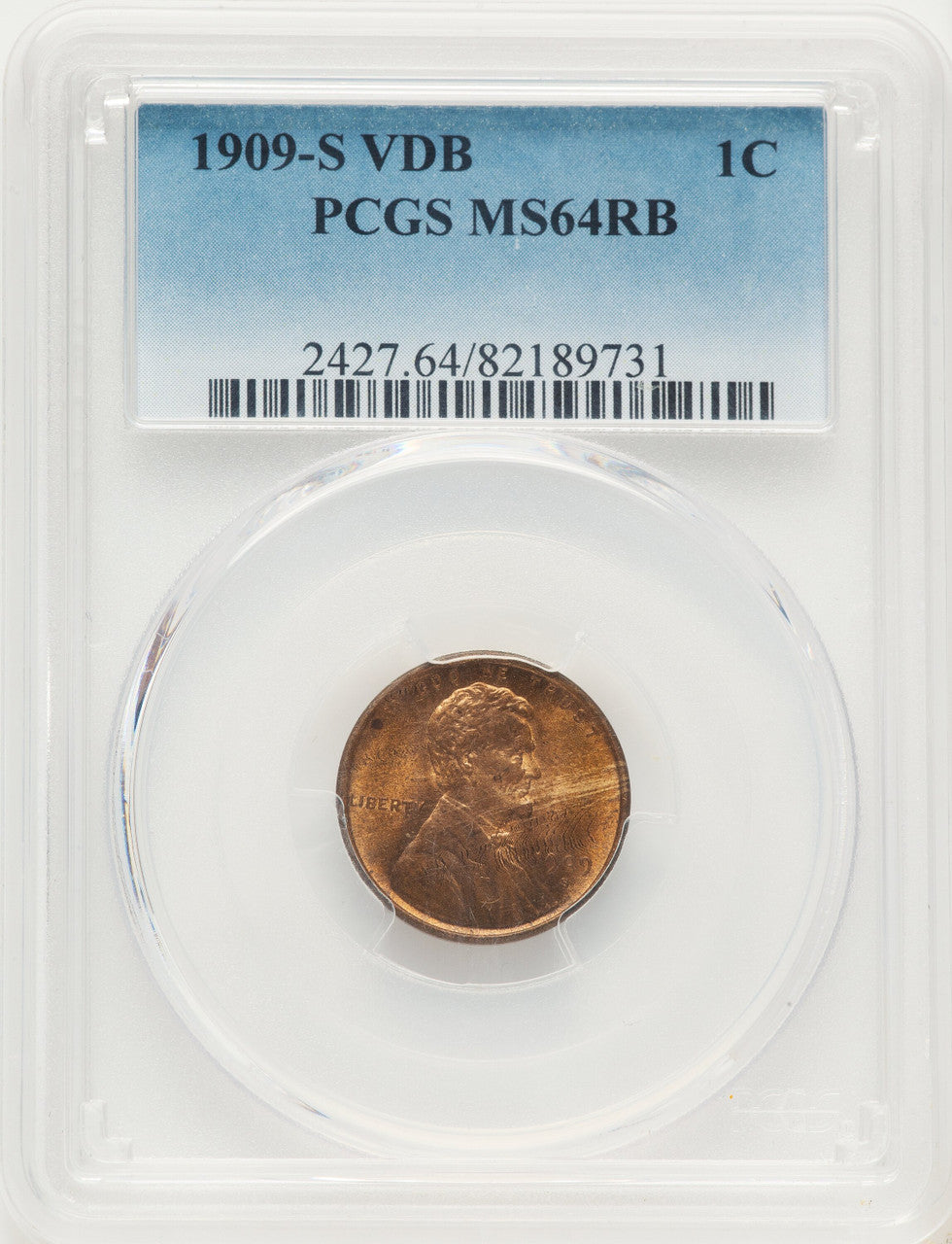 1909-S 1C VDB RB Lincoln Cent PCGS MS64