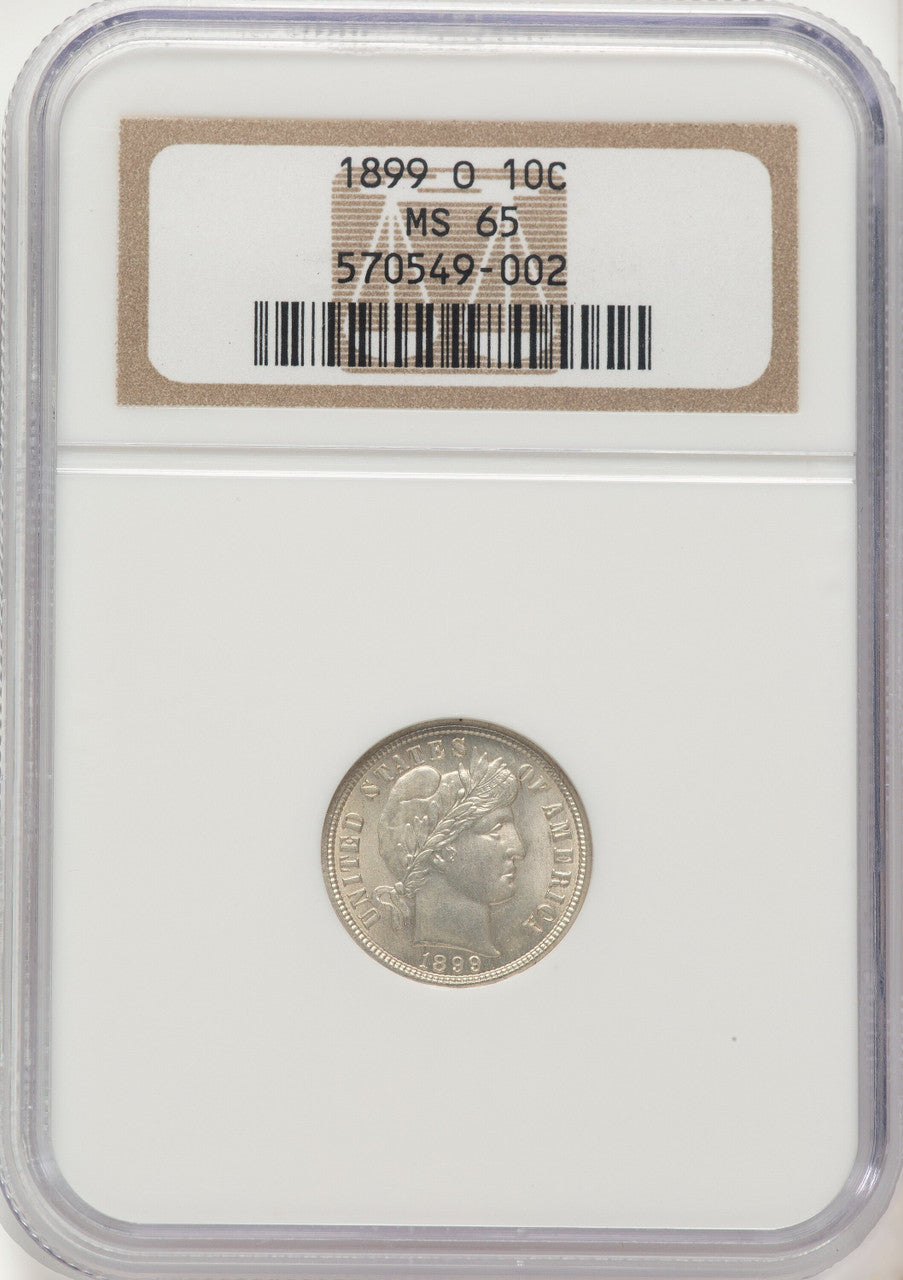 1899-O 10C Barber Dime NGC MS65