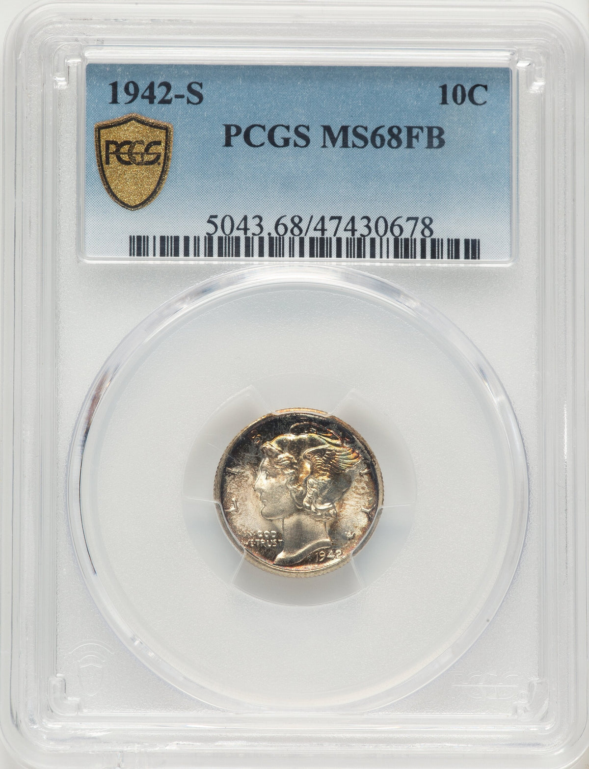 1942-S 10C FB Mercury Dime PCGS MS68
