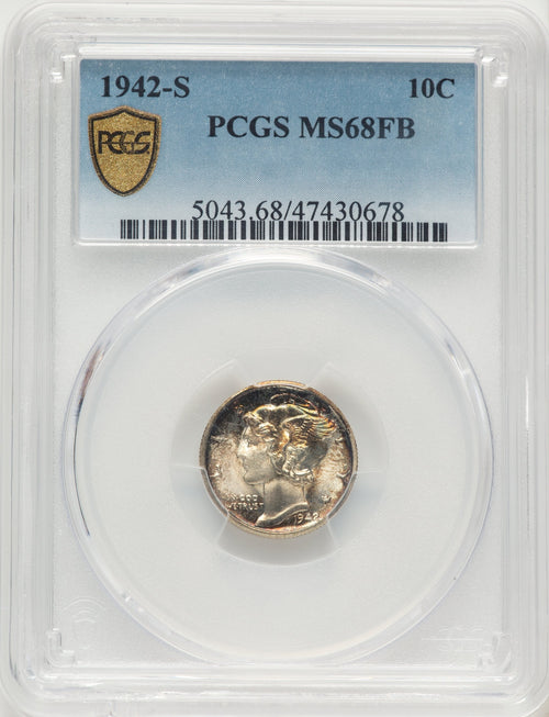1942-S 10C FB Mercury Dime PCGS MS68
